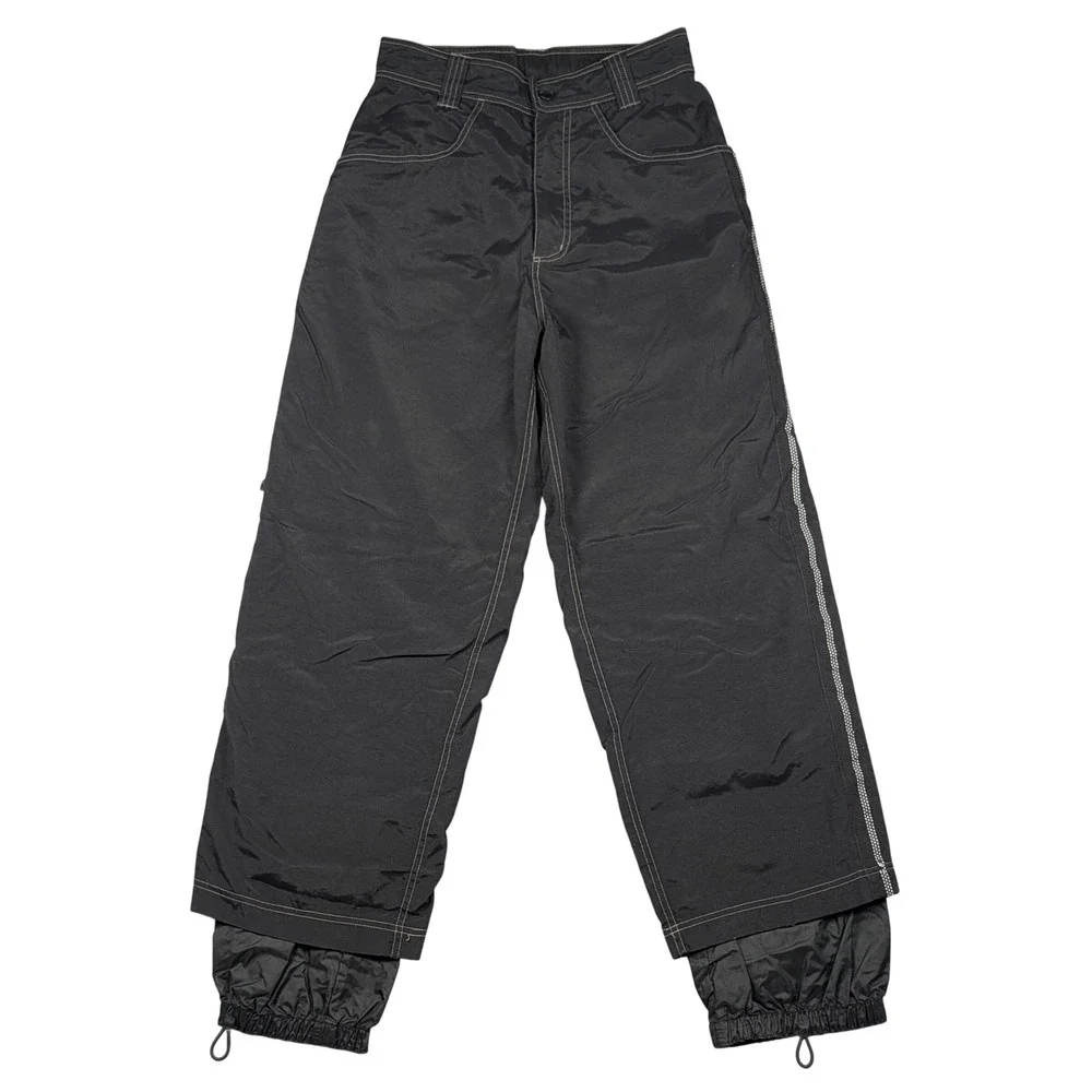 Vintage SMP Snow Pants Mens S 30x30 Small Black Nylon Baggy Wide Leg Skater Y2K